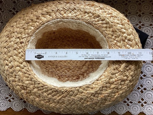 Vintage His & Hers Straw Hats Boater His Switzerland Hers Black Ribbon Unmarked - Picture 17 of 19