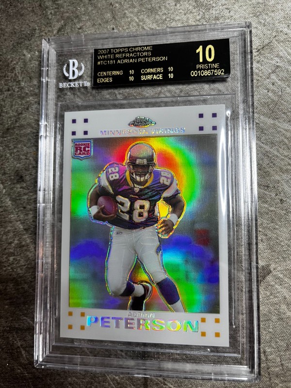 2007 Topps Chrome Adrian Peterson WHITE REFRACTOR Rookie RC BGS 10 Black Label