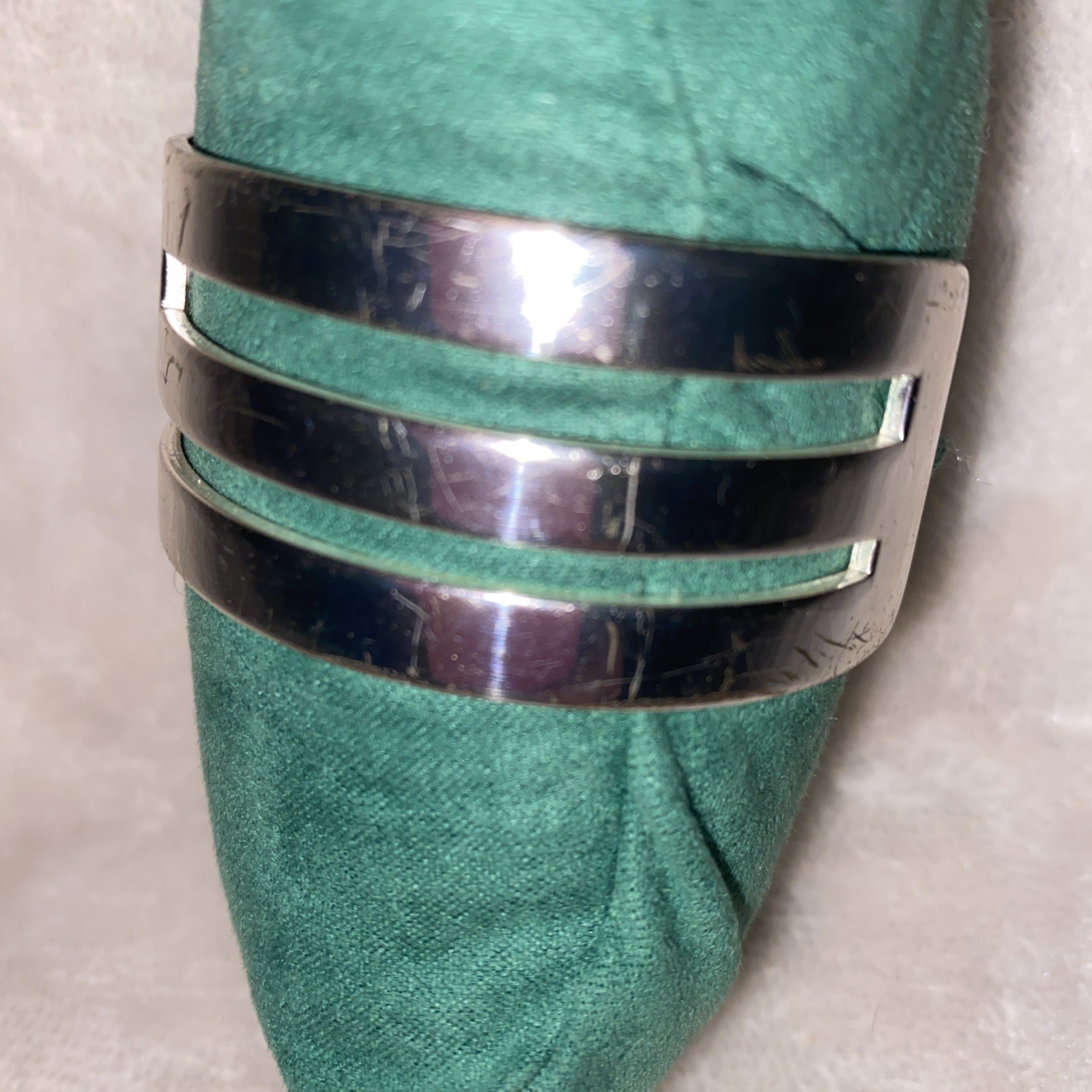 Rustic Cuff Bracelet Silver Tone Triple Band Cuff… - image 2