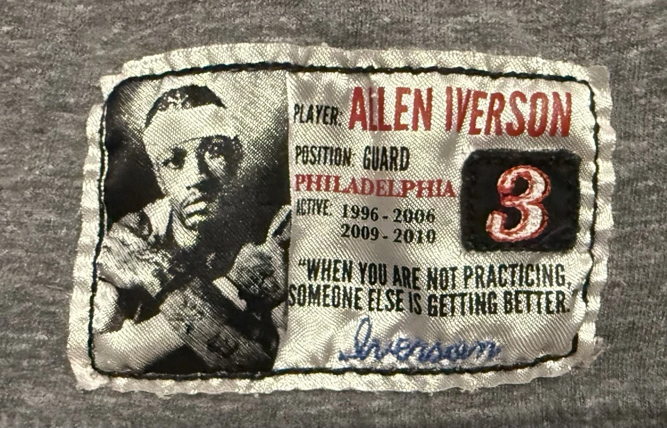 Camisa gris grande vintage Roots of Fight Allen Iverson #3 Philadelphia 76ers XL Foto 3 de 4