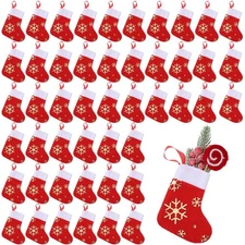 Mini Christmas Stockings Bulk 6 Inches Glitter Snowflake Stockings Plush Cuff...