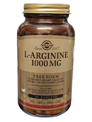 SOLGAR L-Arginin 1000 mg • 90 Tabletten • Vegan • Glutenfrei • Koscher • Ohne Gentechni