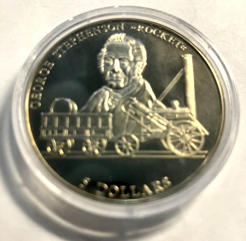elf Liberia 5 Dollars 2000 The Rocket Locomotive Train