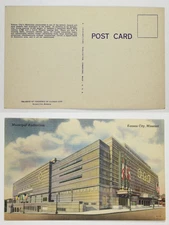 Municipal Auditorium Kansas City MO Modern Building Flags Linen Postcard 1930s