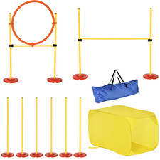 Dog Agility Set Yellow 4PC 128x23x9cm Nylon Portable Carry Bag Adjustable Easy