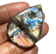 Incredible Natural Multi Fire Labradorite Cabochon Pear Shape Gemstone 70 Carat