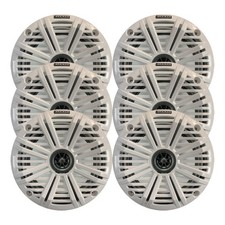 Kicker 6.5" 195 Watt Max Marine Audio Speakers Qty 6 w/White Salt Water Grille