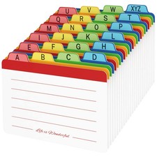 3 x 5 inches Index Card Dividers, Alphabetical Tabbed Index Cards Guides, Colore