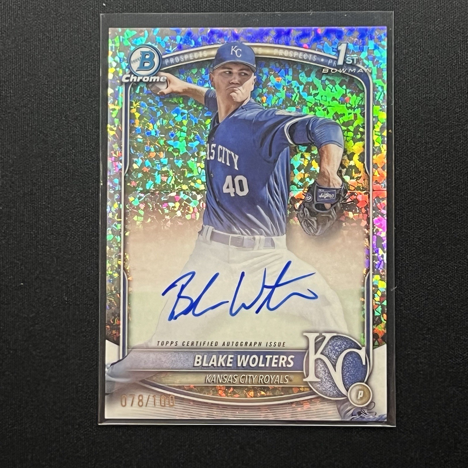 2025 Bowman Chrome BLAKE WOLTERS Mini Diamond AUTO /100 - Royals #CPA-BW