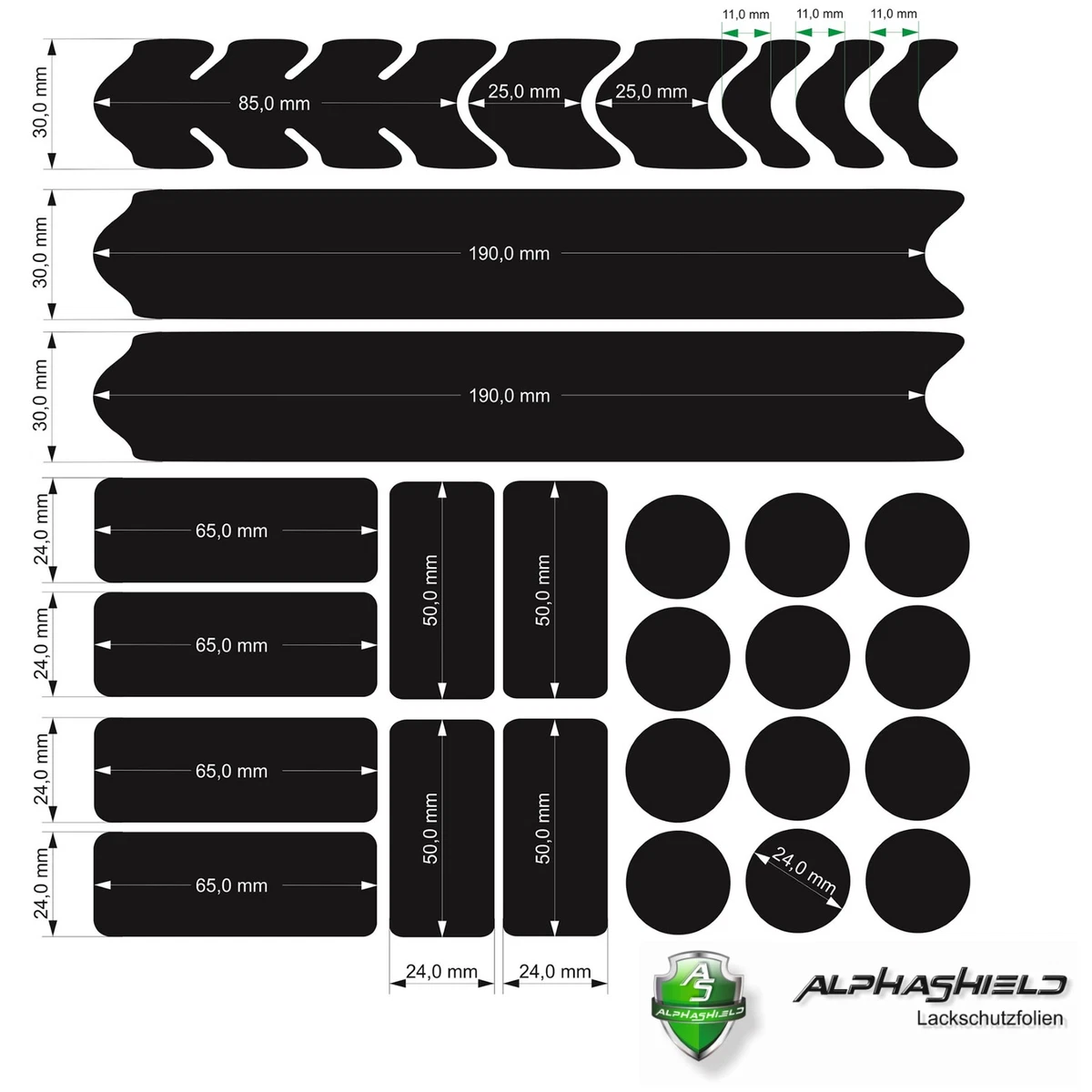 28 Teiliges Set Fahrrad Rahmen Schutzfolie Aufkleber MTB Future Neon Gelb V2