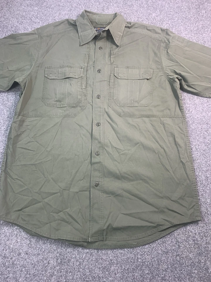 Camisa táctica 5.11 para hombre verde mediana manga corta bolsillos ventilados exterior Foto 2 de 4