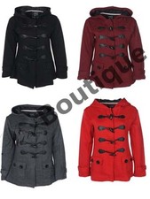 Ladies Coat Belted Hooded Women Duffle Jacket Top Sizes 8-14