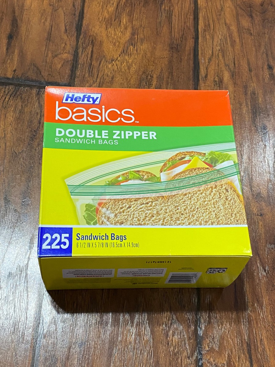 New Hefty Basics Double Zipper 225 Sandwhich Bags