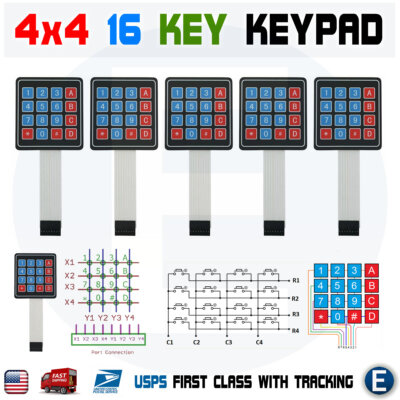 5pcs 4x4 16 Key Keypad Membrane Switch Matrix Array Keyboard Arduino RaspberryPi
