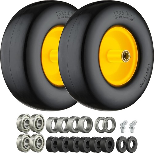 13x5.00-6 Flat Free Tire and Wheel Zero Turn Mower Front Tires with 3/4", 5/8"