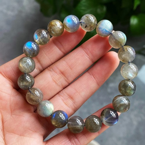 10mm Natural Labradorite Rainbow Blue Yellow Light Beads Bracelet C1408 - Bild 4 von 10