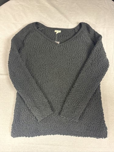 Maglione Sonoma nero donna grande stile vita manica lunga collo a V poliestere nuovo con etichette - Foto 2 di 7