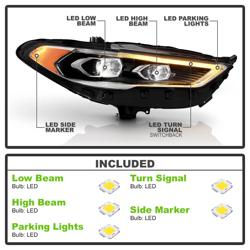 2017-2020 Ford Fusion Factory Full LED Projector Headlight Headlamp - Passenger - Imagem 4 de 4