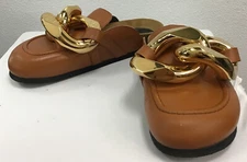 JW ANDERSON Caramel ￼brown Slides Jumbo Gold Chain 37
