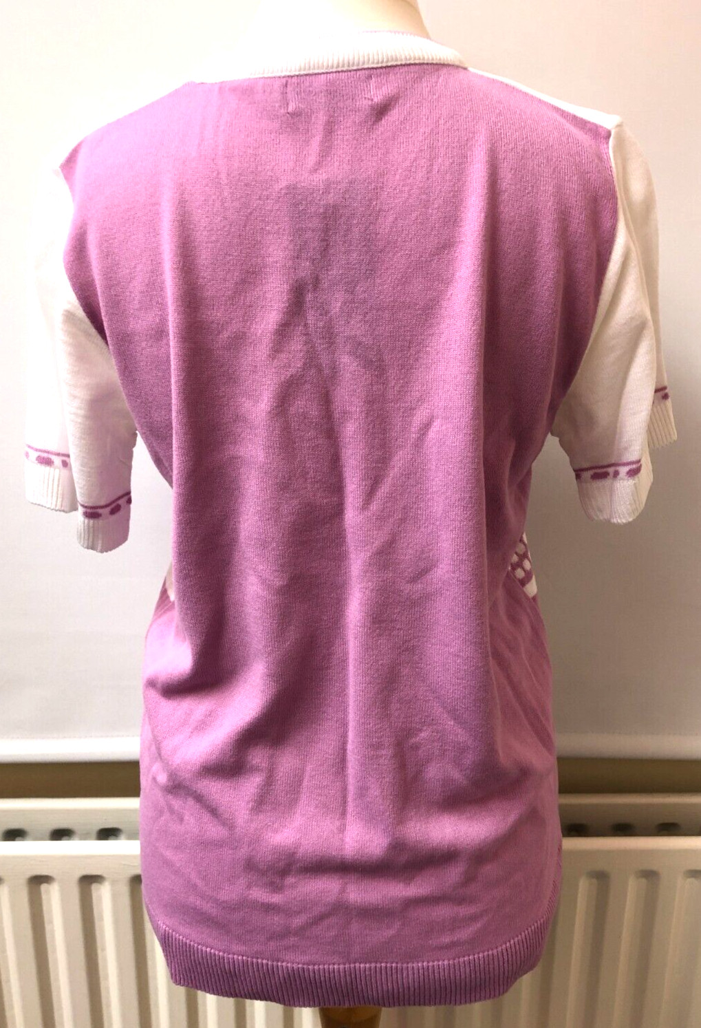 Womens Top XL Pink and White Round Neck Short Sleeve by Monique Collection BNWT image 2