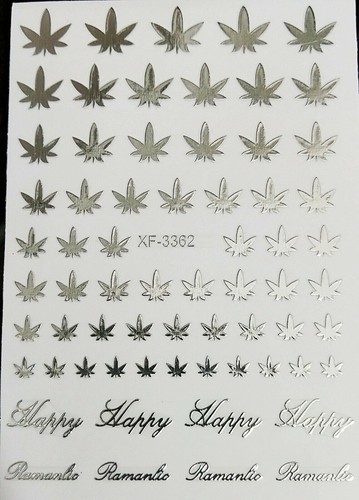 Cannabis Leaves Nails Stickers Glow In The Dark Pot Weed Marijuana ...