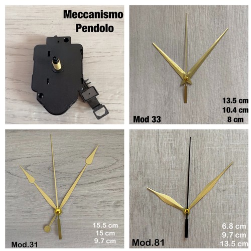MECCANISMI MECCANISMO OROLOGIO A PENDOLO GAMBO LUNGO 20mm parete CON  LANCETTE | eBay