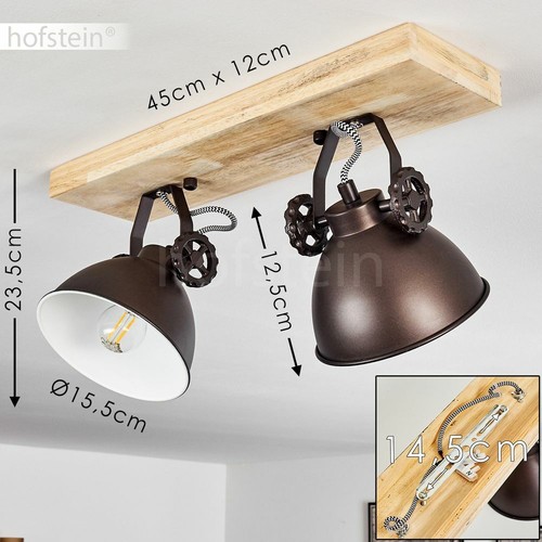 Lámparas de techo industrial salón dormitorio luces pasillo foco madera/negro - Imagen 2 de 10