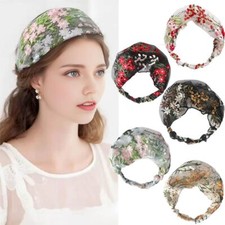 Wide Lace Headbands for Women 5 Pcs Fashion Embroidery Floral Elastic Hairban...