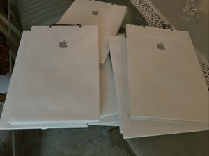 Genuine APPLE Store Medium White Paper Shopping Bag 11 x 8 x 5 Rope Handles 10pk