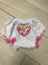 Mud Pie Heart Sequin Pink Ribbon Diaper Cover Bloomers 12-18mo 12M