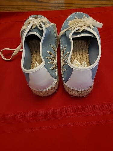 Nine West Womens Denim Cream Embroidered Beaded Espadrille Sneakers 71/2M - Picture 5 of 9