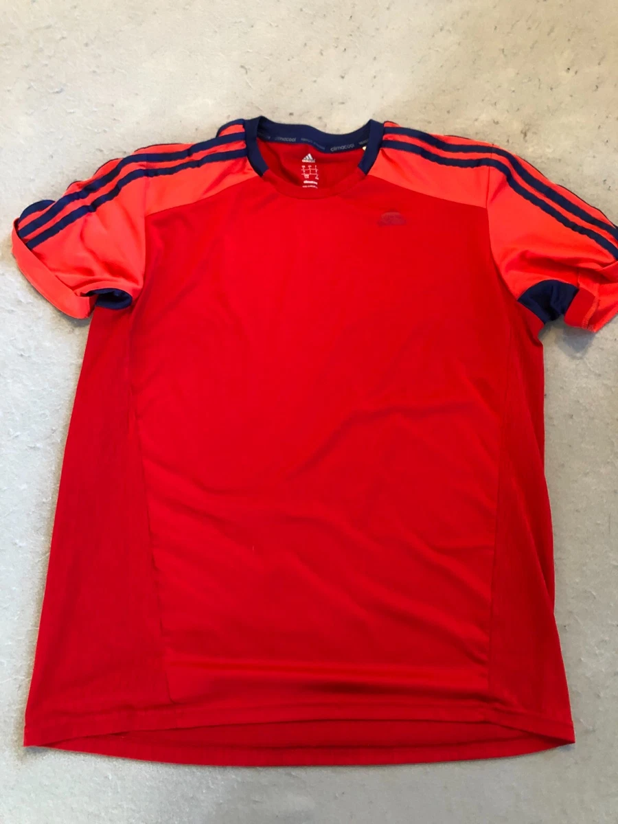Adidas Shirt Men s Large Climacool Bright Red Activewear Soccer Tee