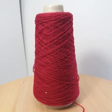 Unlabelled Machine Knitting Yarn - vintage - 109 grams dark red 4 ply