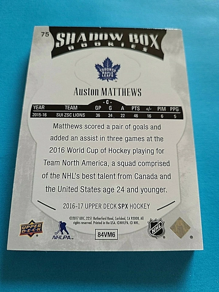 2016-17 Auston Matthews SPX Shadow Box Rookie RC /249  - Image 4 of 4