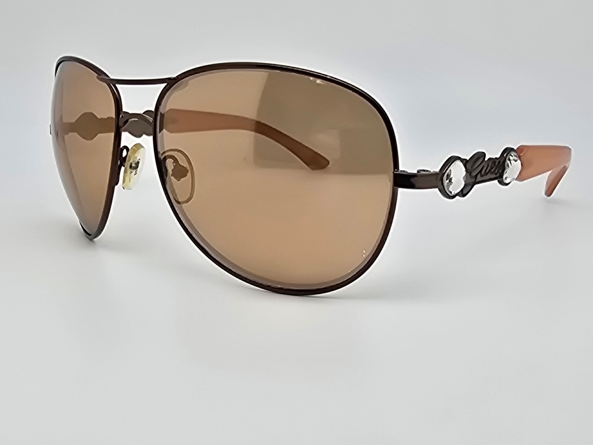 Guess GU7091 Brown Rhinestone Frame Bronze Mirror Lens 