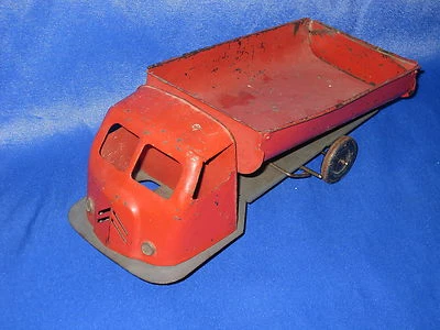 AC323 JRD CAMION BENNE CITROEN ROUGE TOLE 31 cm MECANIQUE A RESSORT - Photo 1/4
