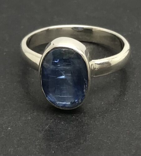 Kyanite oval ring Solid Sterling Silver Size N. Faceted, 10 x 8mm. New. - Picture 3 of 12