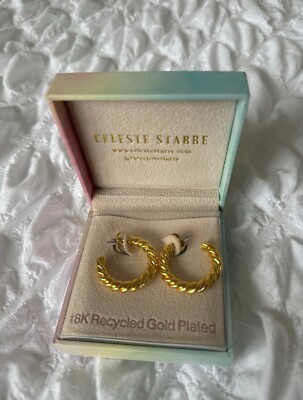  Celeste Starre Twisted Gold Creolen 18 Karat Gold Recycelt Vergoldet Neu 