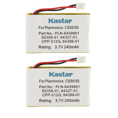 Kastar 2-Pack Battery for Plantronics CS50 CS60 CS55 CS-55PLT 64327-01 51000100