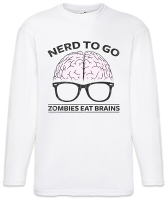 Nerd To Go Langarm T-Shirt Brain  Zombie Fun Admin Coder Developer Glasses