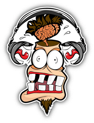 Headphones Man Shout Loudly Car Bumper Sticker Decal 4'' x 5''