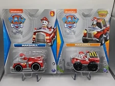 Lot Of 2 Paw Patrol Marshall - True Metal Diecast Car. Dino Rescue. Nickelodeon 