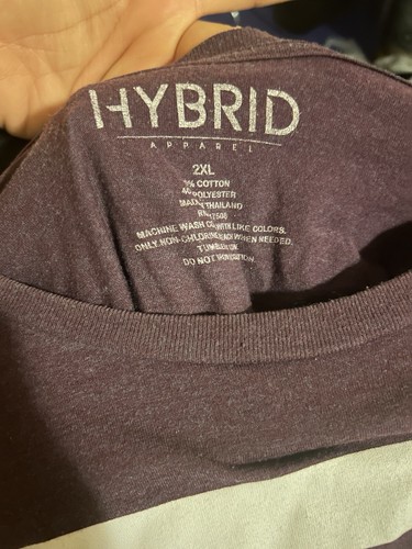 Beast mode T-shirt By Hybrid Apparel Mens Size 2XL Purple Gray White - Picture 3 of 3