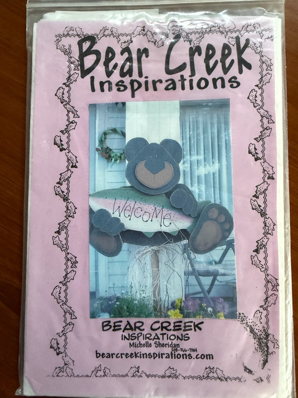 Toll Painting Craft Wood Pattern "Bear creek Welcome Sign"