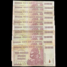 10x Zimbabwe 200 Million Dollar Bill Banknote Money Currency *Heavily Circulated