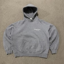 Grey Fear of God Essentials Hoodie Sz M Mens Streetwear Y2K Pullover Sweatshirt