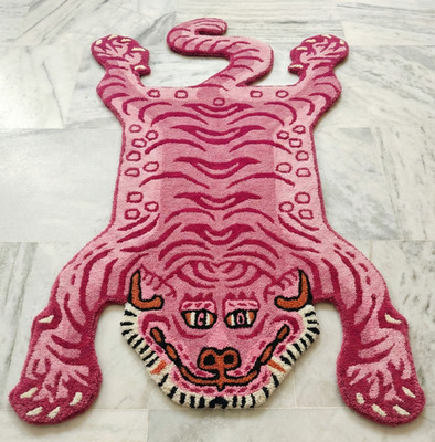 3x5 Tibetan Tiger Rug Hand Tufted Muted Pink Wool Tiger Skin Kids Room Area Rugs