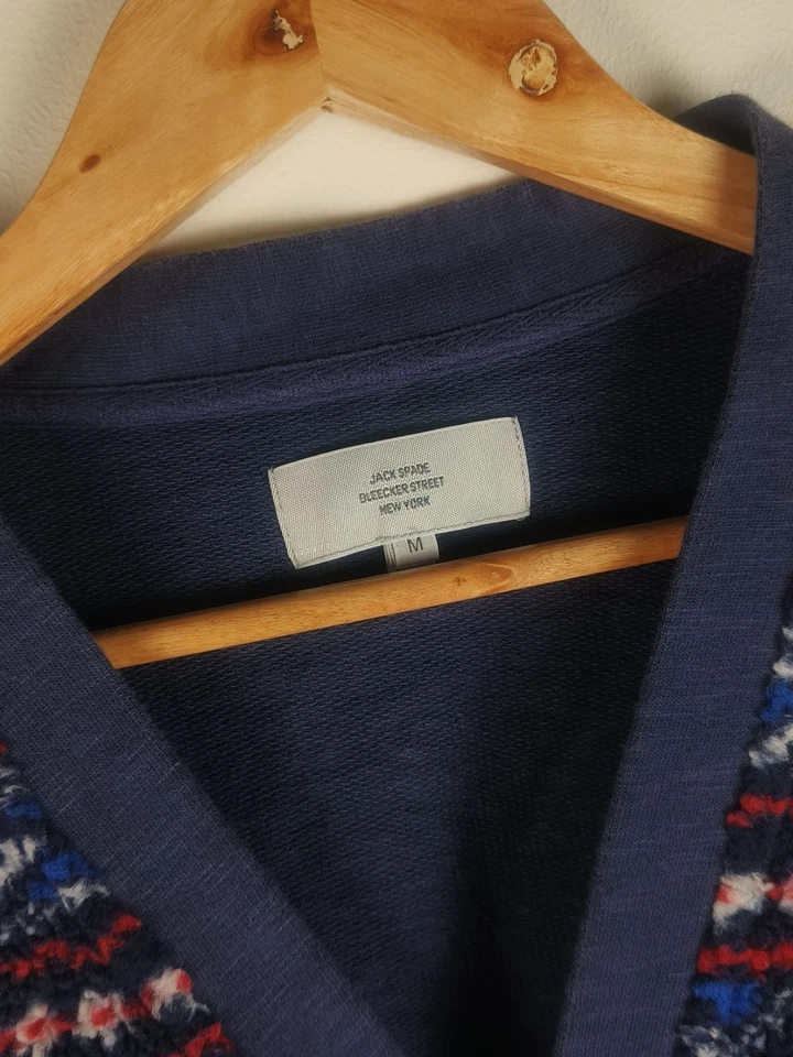 Jack Spade Fair Isle Mixed Media Sweater Cardigan Jacket - Image 2 of 4