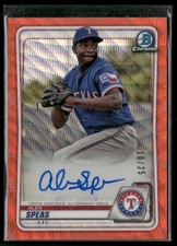 Alex Speas 2020 Bowman Chrome #CPA-AS Orange Wave Auto Texas Rangers