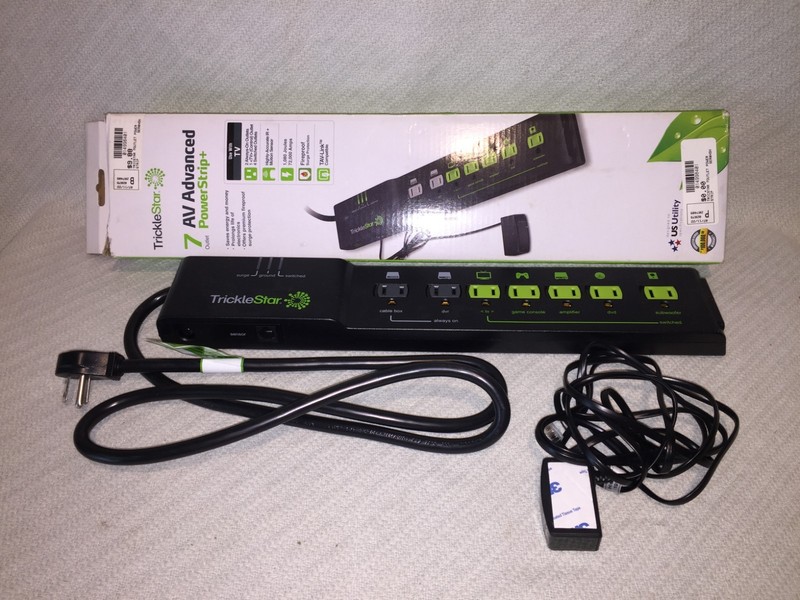 TrickleStar 7 Outlet AV Advanced PowerStrip+ Black Fireproof TAV-Link 1,080 Joul